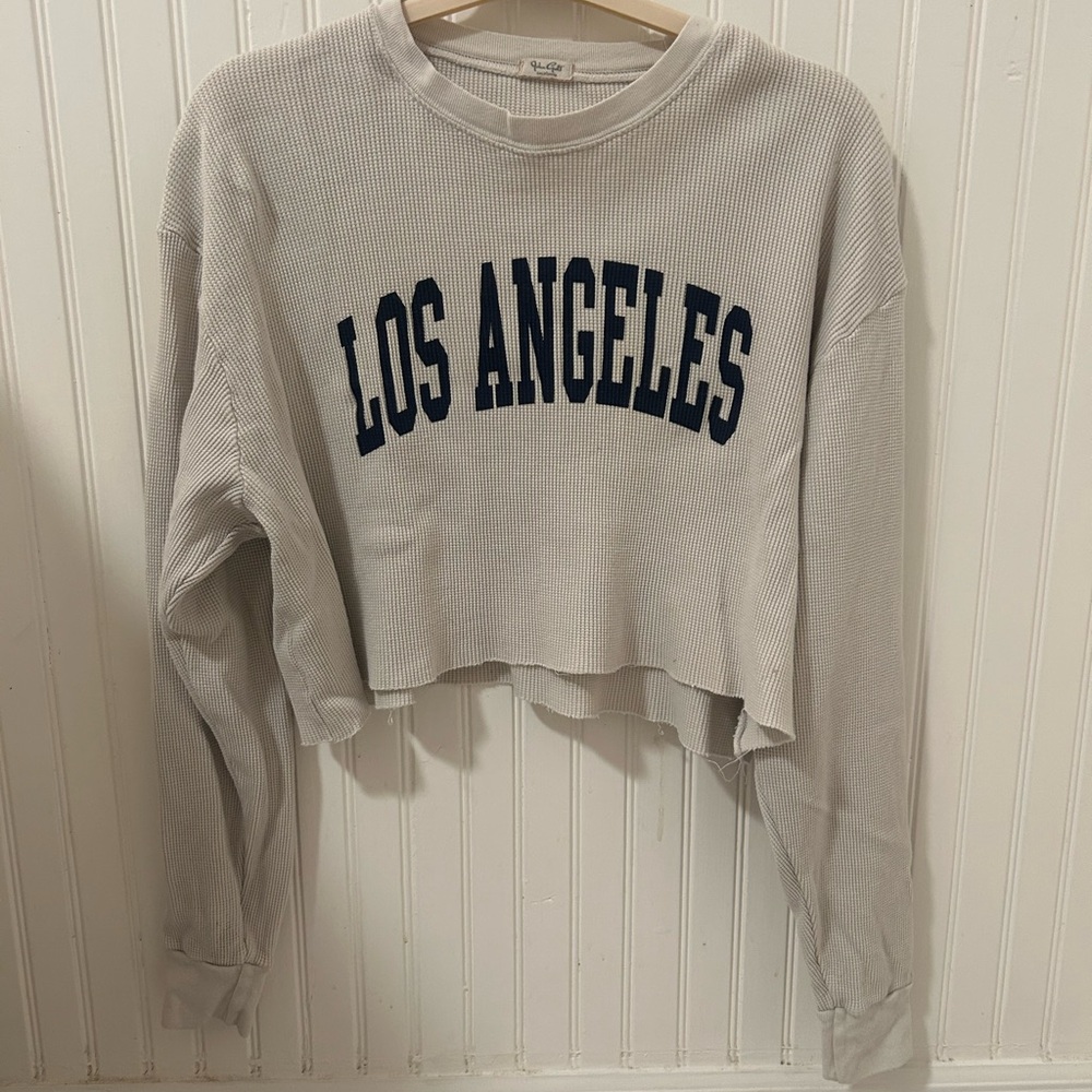 Brandy Melville John Galt cropped LA waffle long sleeve tee